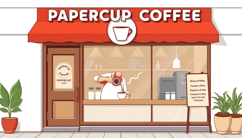 Image of Papercup Coffee's exterior or a barista pouring coffee.