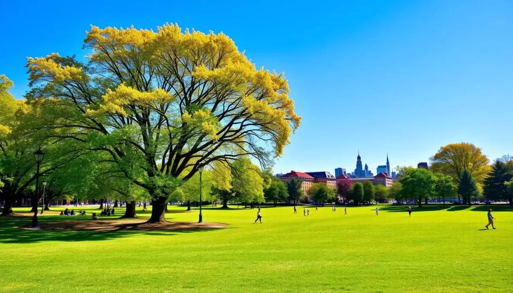 Image of Prospect Park's Long Meadow during a sunny afternoon