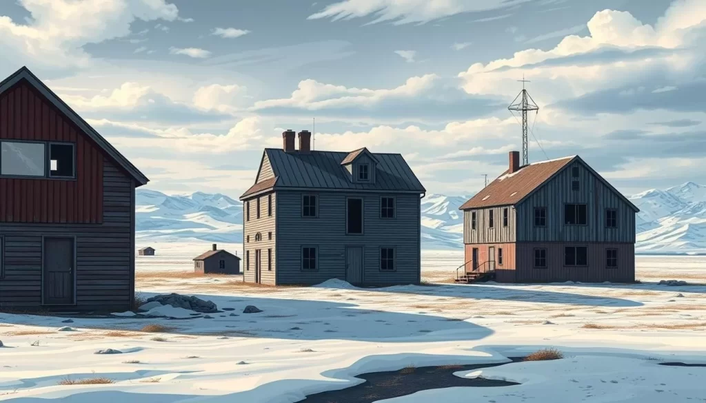 Image of Pyramiden's abandoned buildings