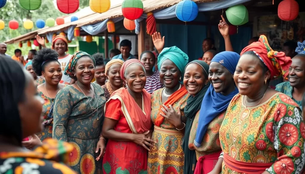 Image of Rwandans from different backgrounds coming together, celebrating unity