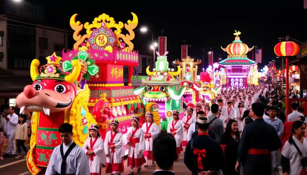 Image of Saijo Festival floats and procession