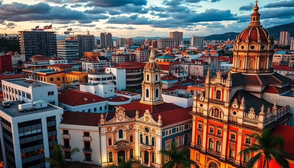 Image of San Salvador cityscape with a mix of modern and colonial architecture