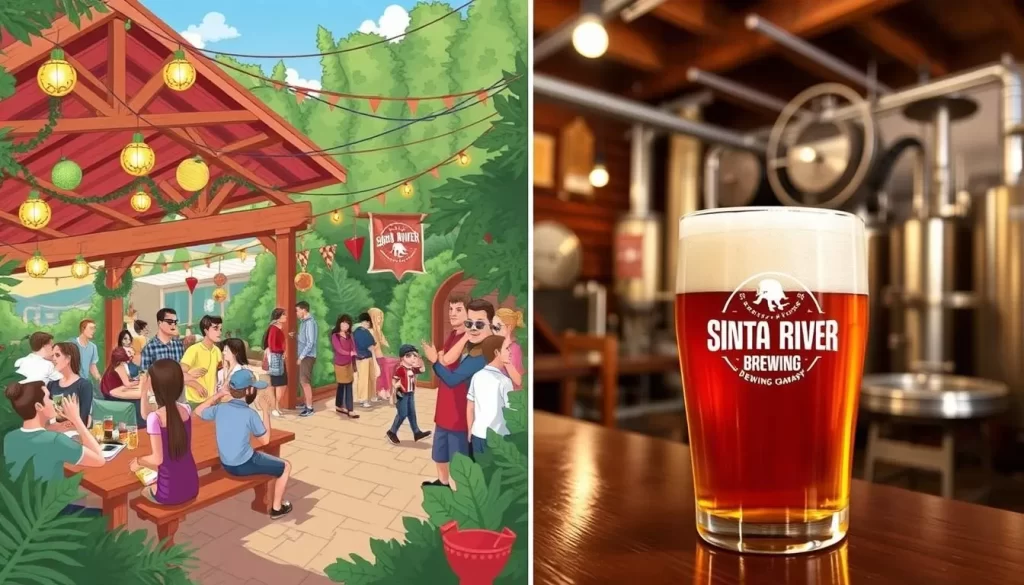 Image of Santa Ana River Brewing Company's beer garden or a pint of their craft beer.