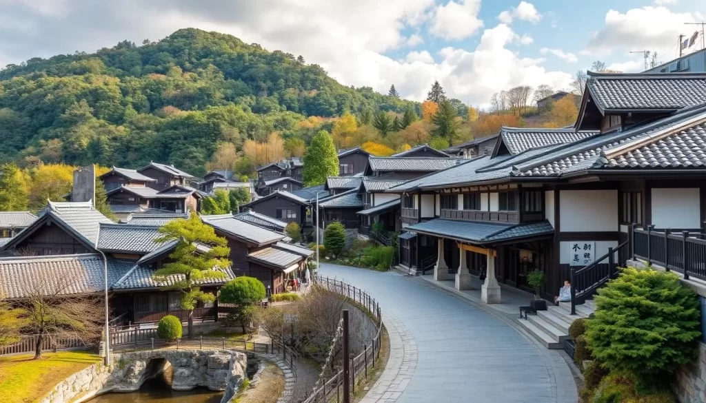 Image of Shuzenji town with traditional architecture