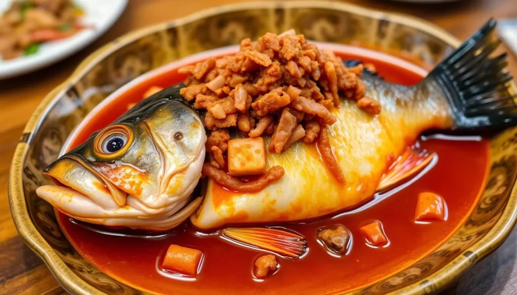 Image of Sky Pavilion's braised whole fish with ground pork