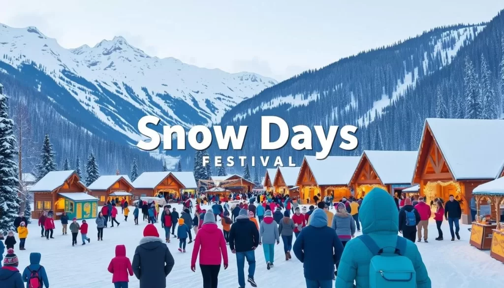Image of Snow Days Festival in Banff and Lake Louise with snow-covered mountains and festive atmosphere