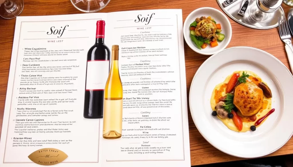 Image of Soif's wine list and dishes