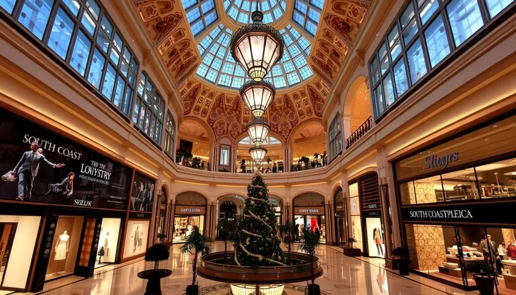 Image of South Coast Plaza's luxurious interior with high-end stores