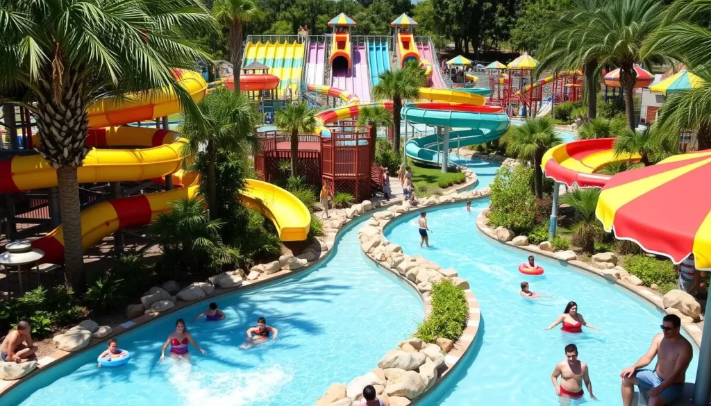 Image of Splash Island Water Park with water slides and a lazy river