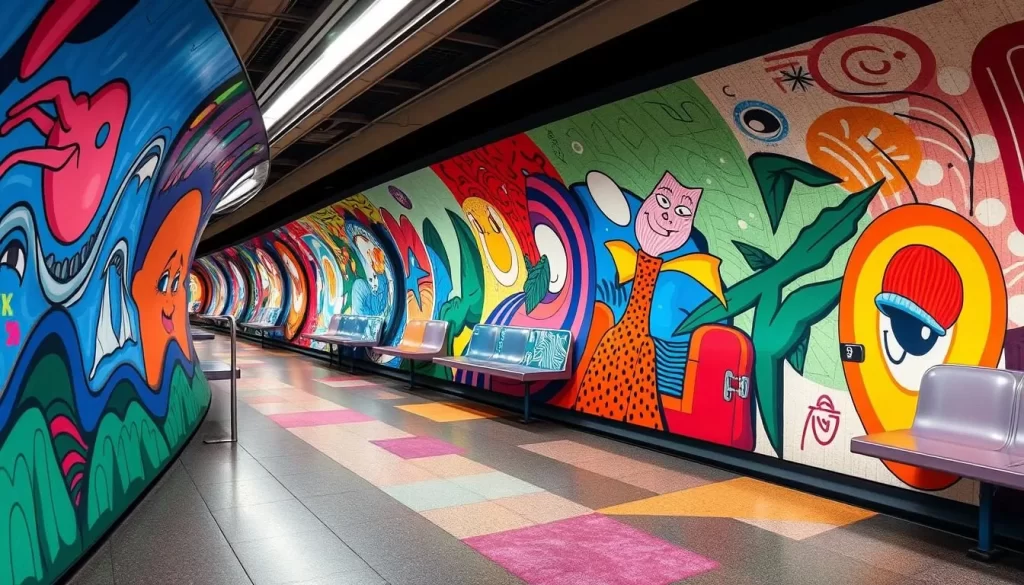 Image of Stockholm metro art: vibrant colors and unique installations