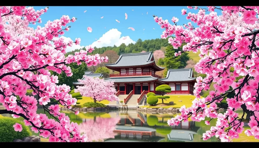 Image of Suizenji Garden during cherry blossom season
