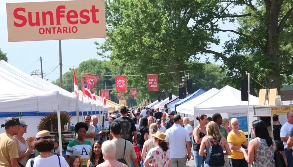 Image of Sunfest Ontario with diverse vendors and performances
