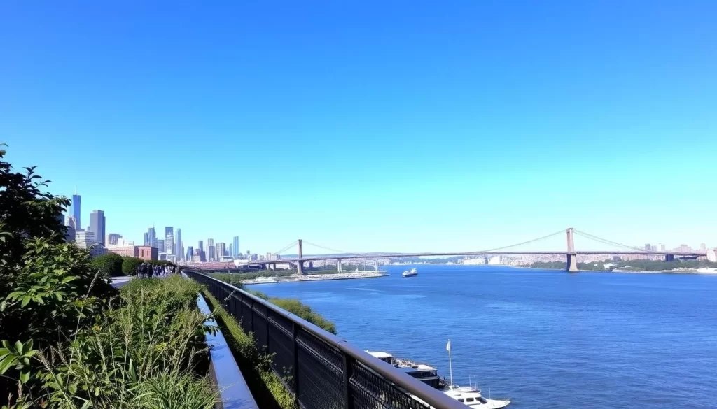 Image of The High Line with the Hudson River in the background