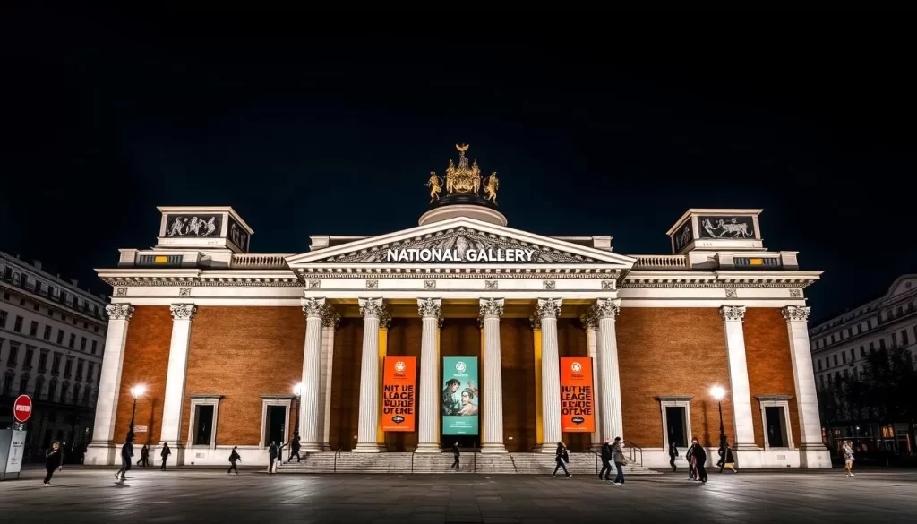 Image of The National Gallery's facade in Trafalgar Square