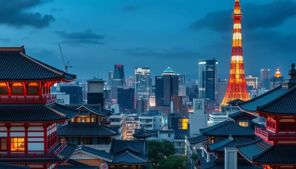 Image of Tokyo's cityscape with a mix of traditional and modern architecture