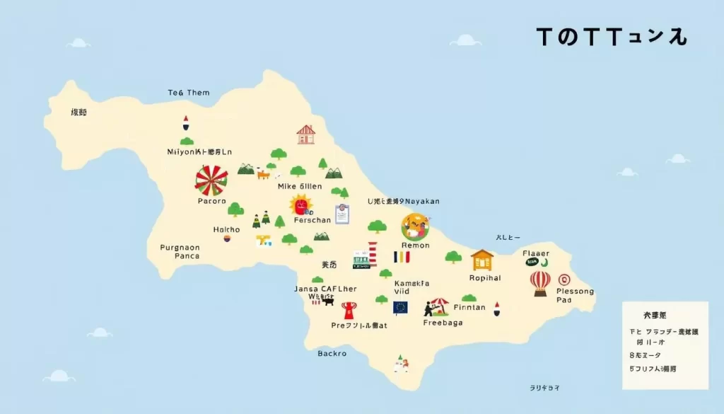 Image of Tottori Prefecture's map highlighting festival locations