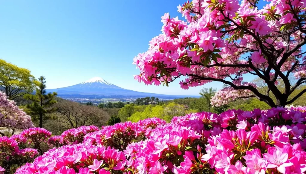 Image of Tsutsujigaoka Park Gunma with blooming azaleas