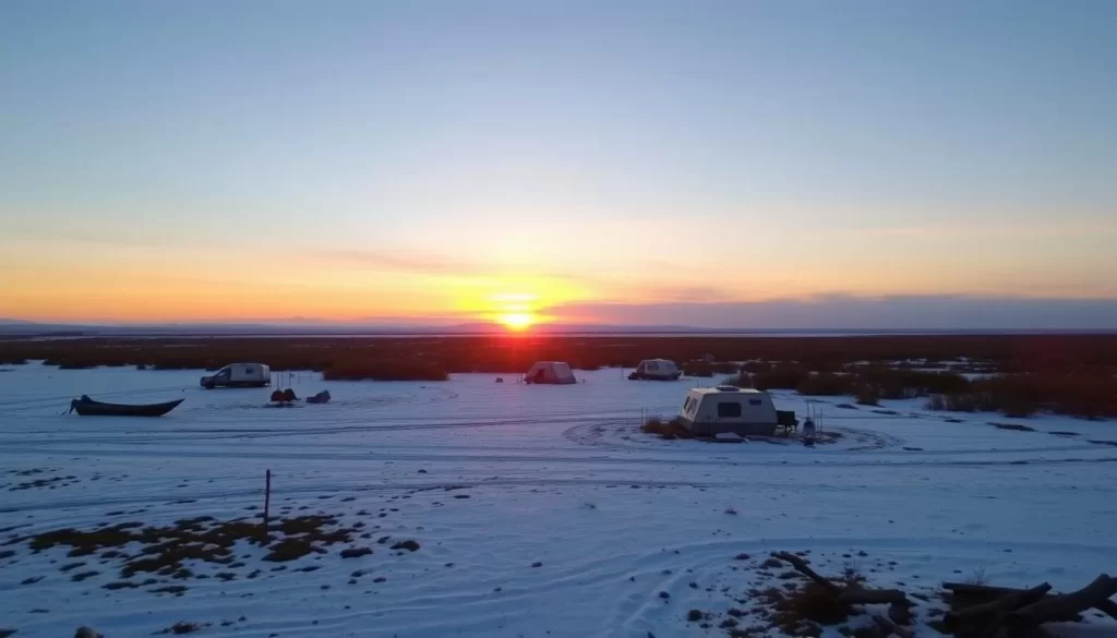 Image of Tuktoyaktuk campground at sunset