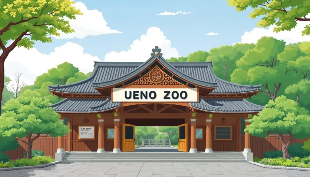 Image of Ueno Zoo's main entrance within Ueno Park