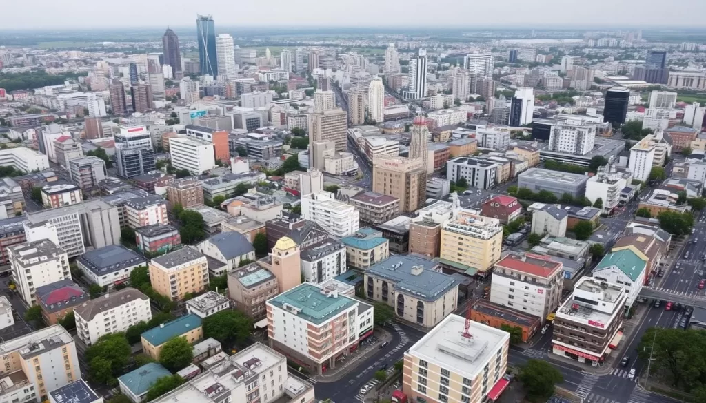 Image of Utsunomiya cityscape with various hotels and accommodations