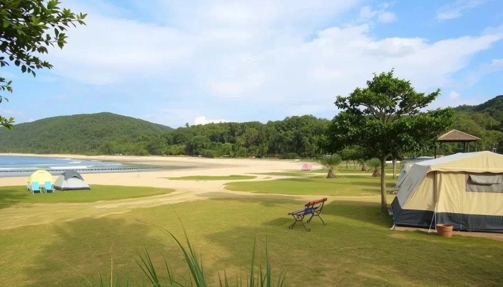 Image of Wakamiya Beach with camping facilities and serene surroundings