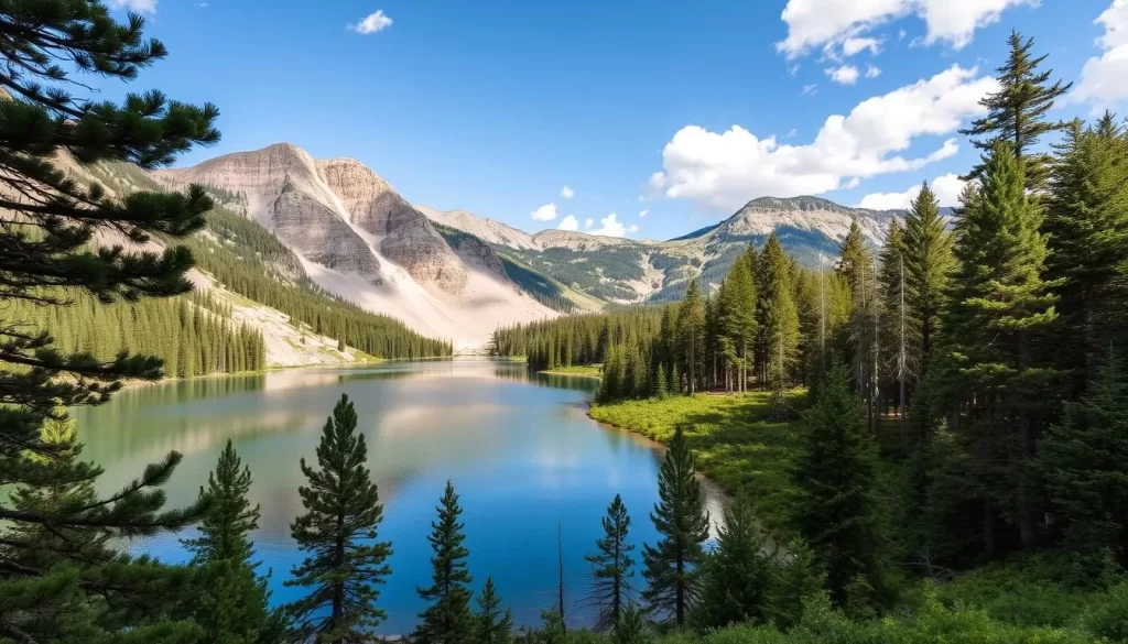 Image of Williams Lake Trail in Taos, New Mexico, showcasing the serene alpine forest and the beautiful mountain lake.