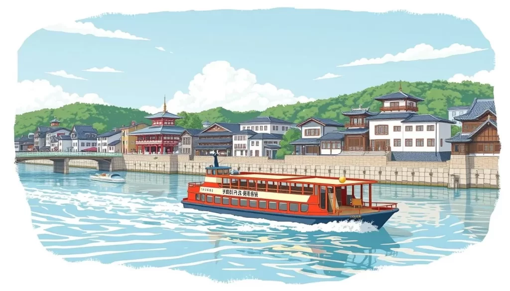 Image of Yagiri no Watashi ferry crossing the Edo River