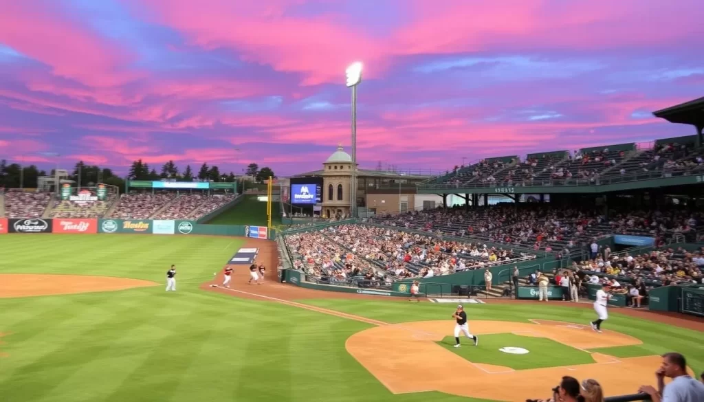 Image of a Boise Hawks baseball game in action at Memorial Stadium