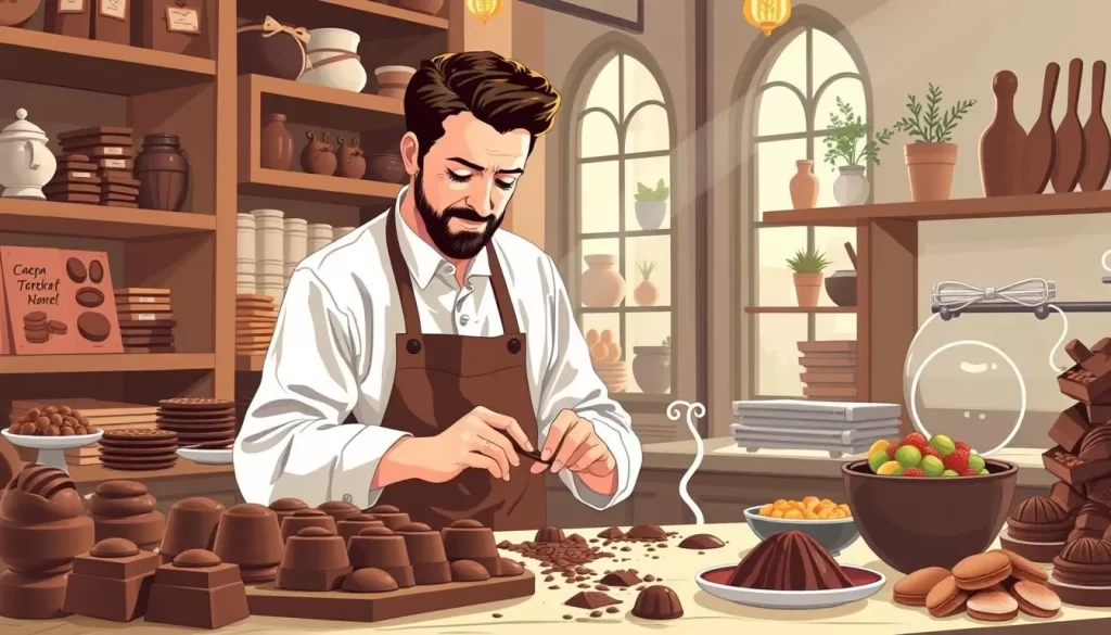Image of a Geneva chocolatier crafting chocolate