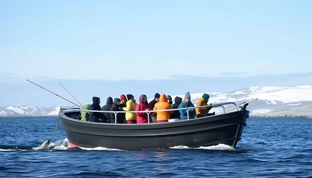 Image of a boat tour in Igloolik, with people fishing