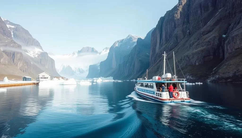 Image of a boat tour in Svalbard's fjords