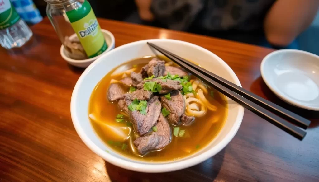 Image of a bowl of beef noodle soup at Dai Ho