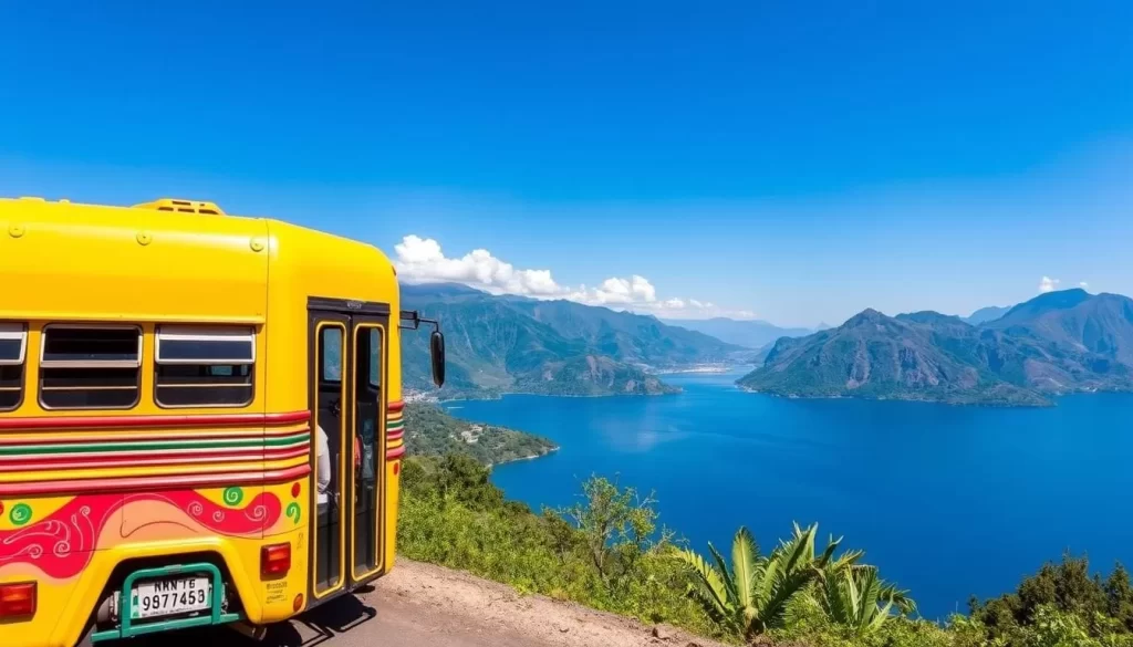 Image of a bus traveling to Lake Atitlan
