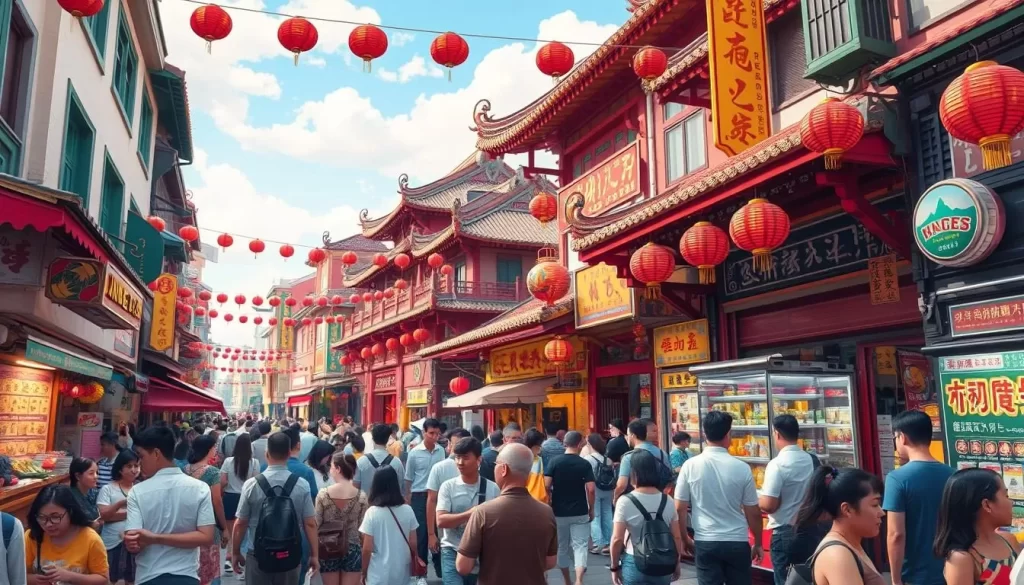 Image of a bustling street in Chinatown