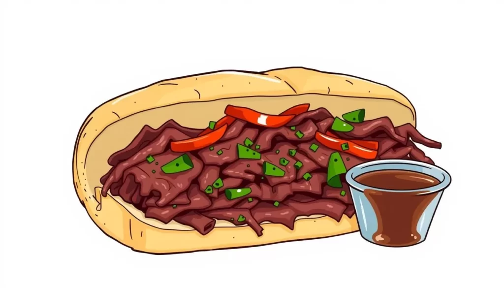 Image of a classic Italian beef sandwich from Chicago