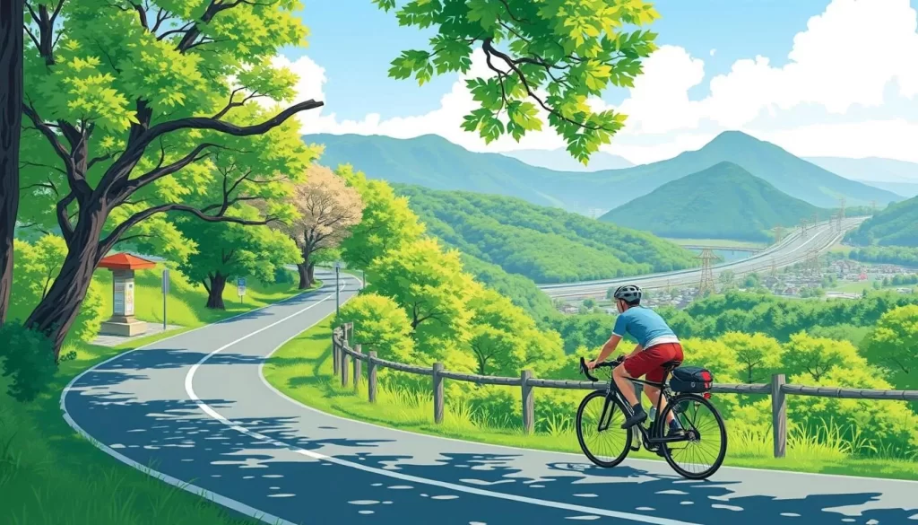 Image of a cyclist enjoying a scenic route in Tsukuba