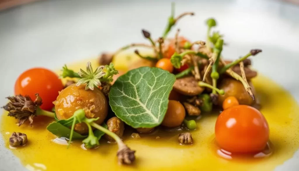 Image of a dish at EDIT featuring wild ingredients like Alexander Bud foraged from North Wales