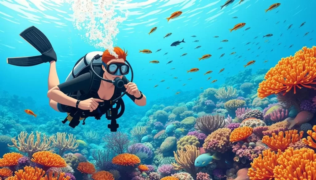 Image of a diver exploring the coral reef in Roatán
