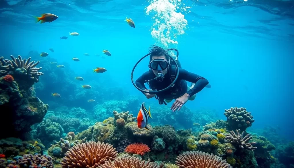 Image of a diver exploring the vibrant marine life at Caño Island Biological Reserve