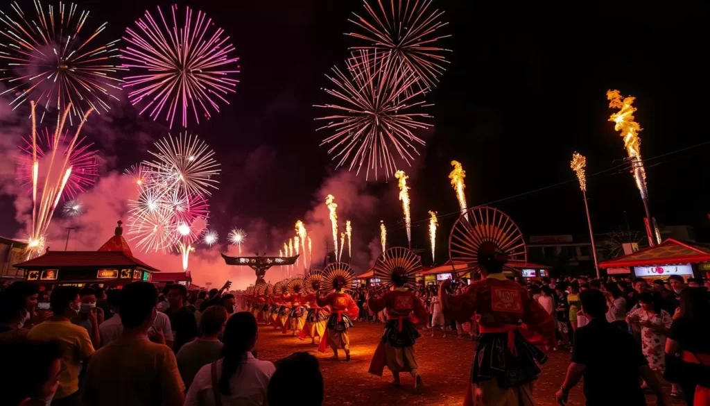 Image of a dramatic fire festival in Shizuoka