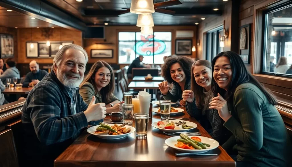 Image of a family enjoying a meal at a casual restaurant in York, Nebraska