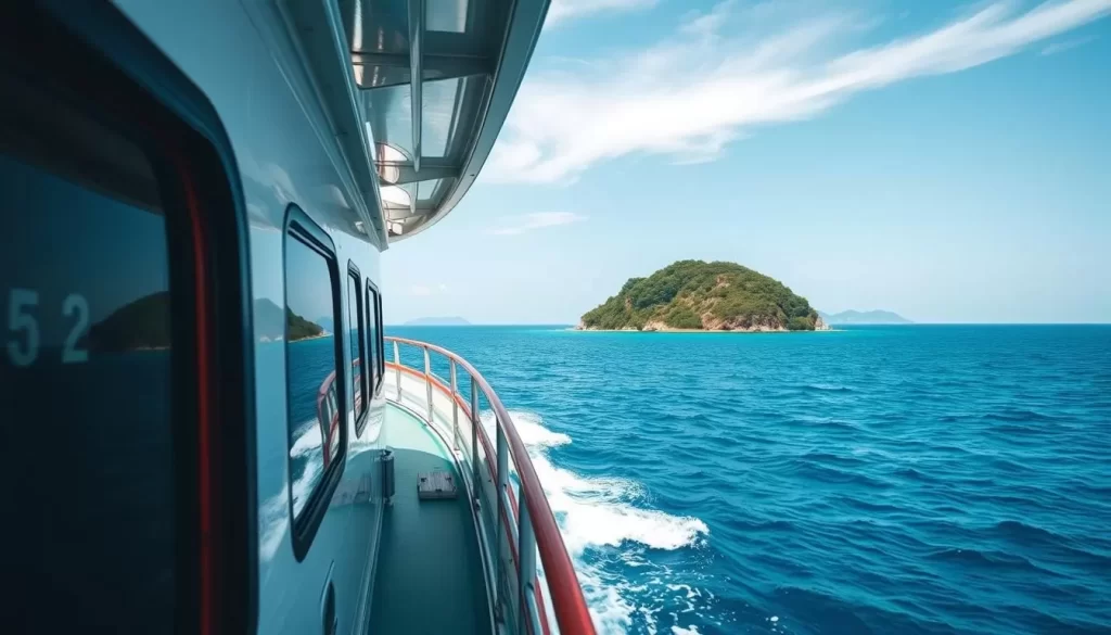 Image of a ferry approaching Tokashiki Island