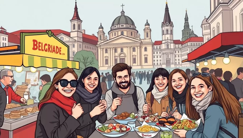 Image of a food tour group in Belgrade