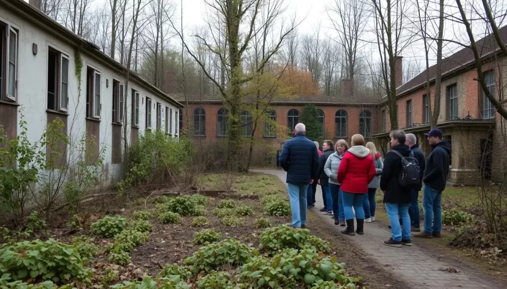 Image of a guided tour group visiting Chernobyl