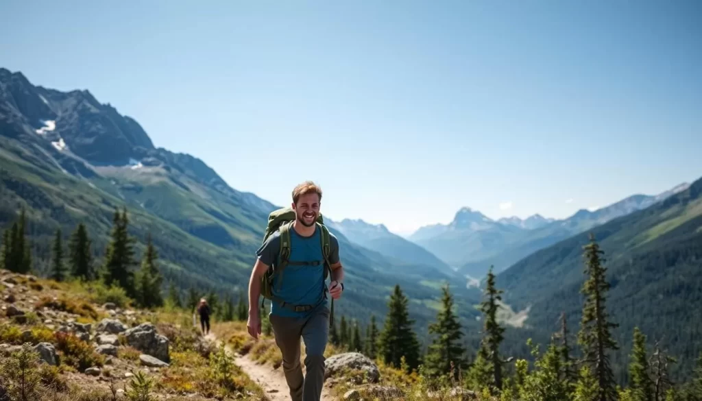 Image of a hiker on a mountain trail in Yukon