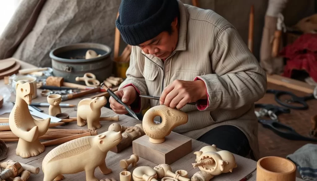 Image of a local Inuit artisan creating traditional carvings