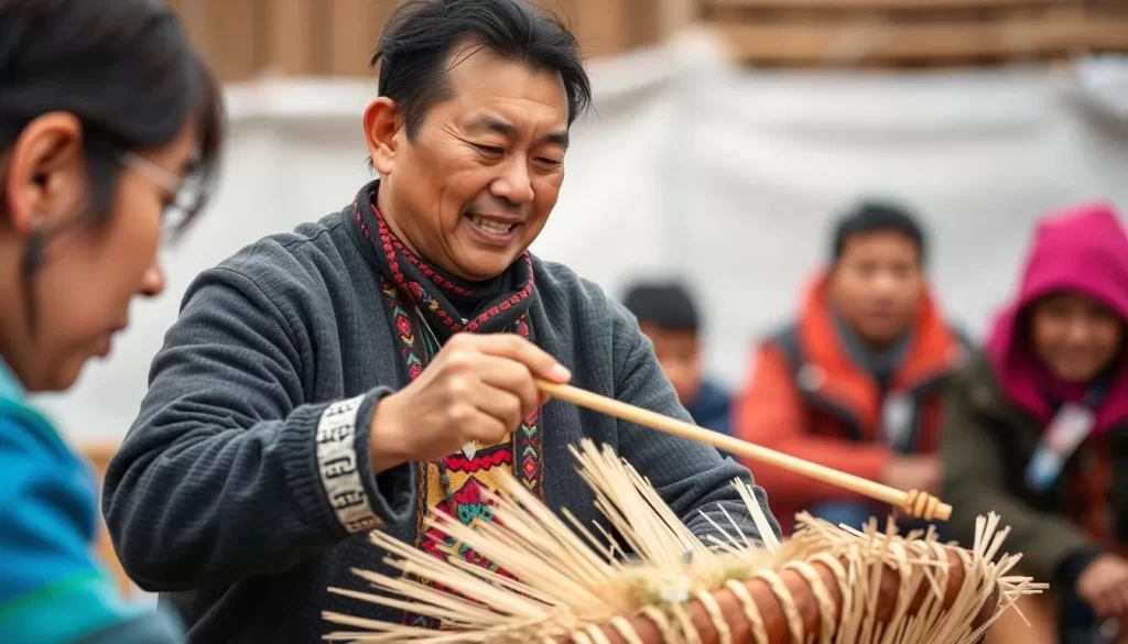 Image of a local Inuvialuit person sharing traditional knowledge or participating in a cultural activity