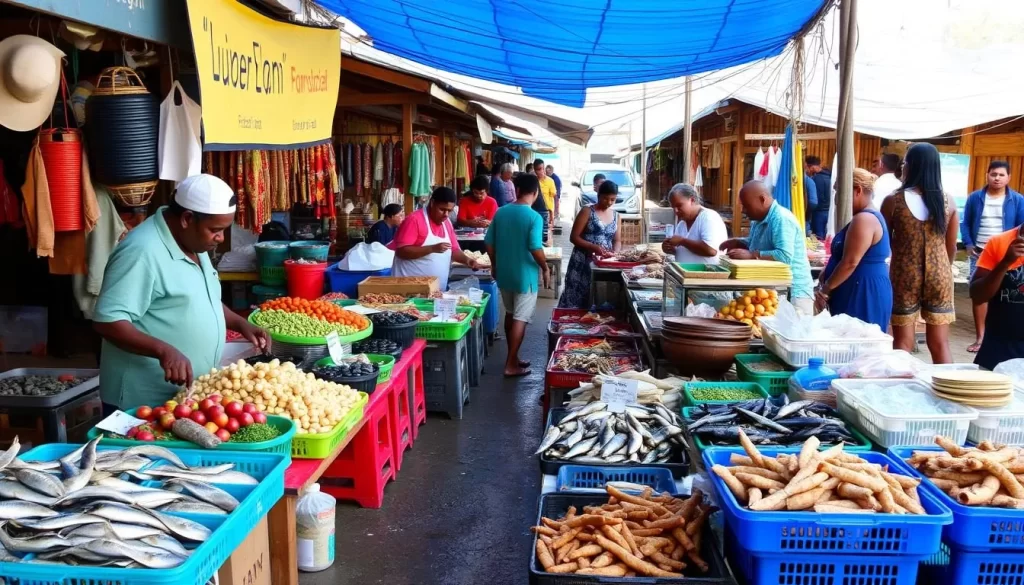 Image of a local market in Kii Peninsula offering fresh seafood and regional delicacies