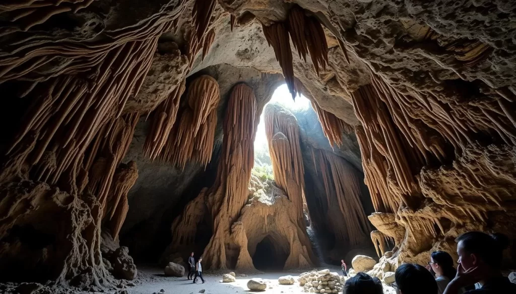 Image of a majestic cave with stalactites and stalagmites in the Ryūkyū Islands