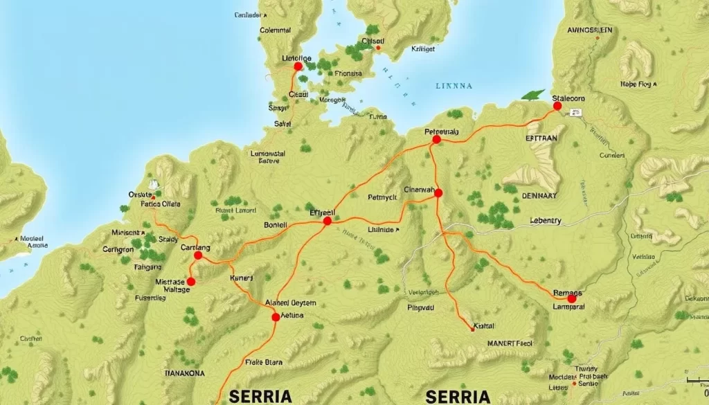 Image of a map showing directions to Uvac Special Nature Reserve from major Serbian cities